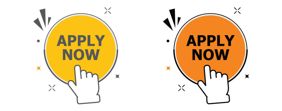 Apply Now Click Button Icon Set &ndash; Vibrant Yellow and Orange Call to Action Graphics for Web and Marketing