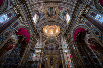 Naklejka premium Interior of Xaghra Parish Church - Xaghra, Malta