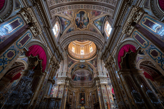 Interior of Xaghra Parish Church - Xaghra, Malta