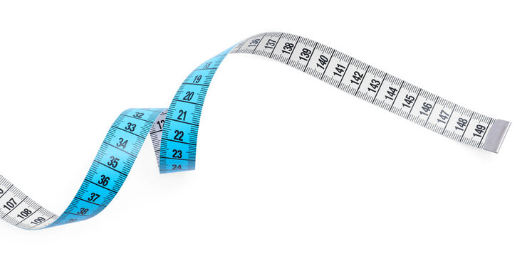 One measuring tape isolated on white, top view