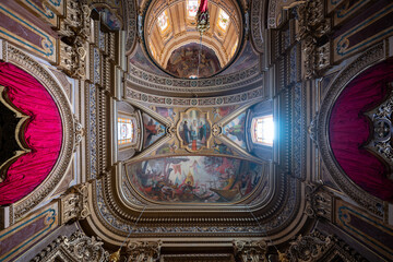 Ceiling frescoes inside Xaghra Parish Church - Xaghra, Malta © demerzel21