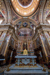 Fototapeta premium Interior altar and dome frescoes of Xaghra Parish Church - Xaghra, Malta