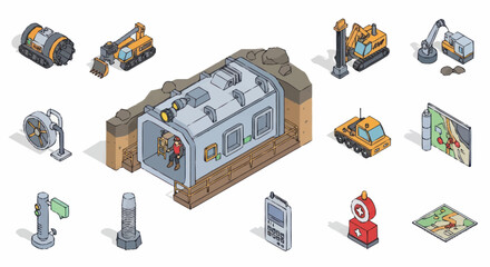 Isometric Sci Fi Base Building Elements Collection. © Deni