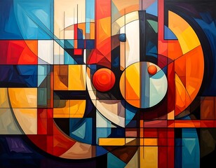 Fototapeta premium Vibrant Abstract Art Composition with Geometric Shapes.