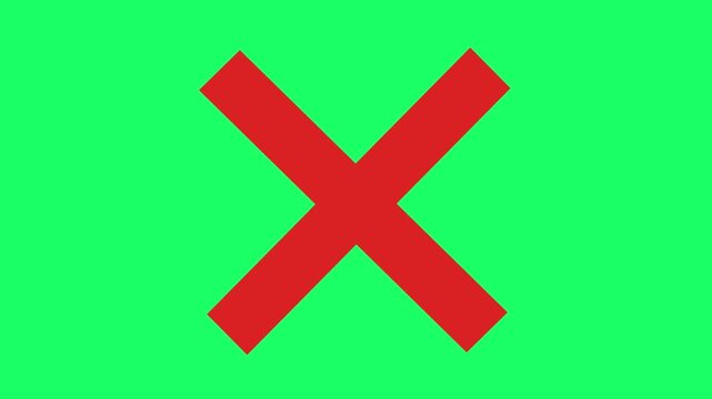 Red Cross Mark Animation on Green Screen &ndash; Wrong Symbol Motion Graphics