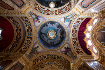 Dome ceiling interior of Xaghra Parish Church - Xaghra, Malta © demerzel21