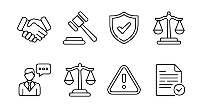 Code of conduct icon set illustration, vector collection representing ethics compliance corporate rules business integrity standards and professional behavior guidelines.