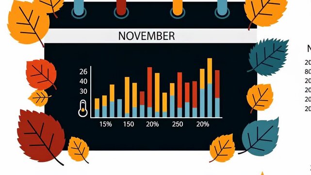 Presenting a Cozy November Analytics Montage Highlighting Seasonal Charts and Graphs