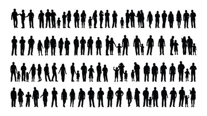 Naklejka premium A large group of people in various poses and outfits