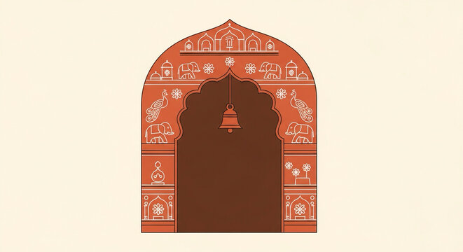 Ram Navami Decorative Arch Flat Icon