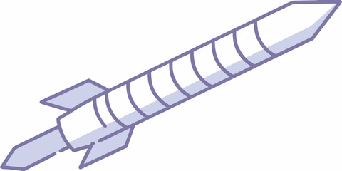 Simple illustration of a purple rocket ship with visible flame details © Raben