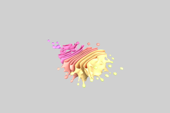 3D illustration of the Golgi apparatus showing stacked cisternae and vesicles in a eukaryotic cell.