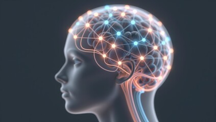 Obraz premium Conceptual AI Human Brain Neural Network