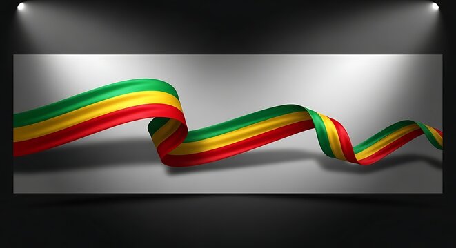 A vibrant flowing ribbon in red, yellow, and green gracefully symbolizes freedom and cultural pride, ideal for Juneteenth celebrations and heritage.