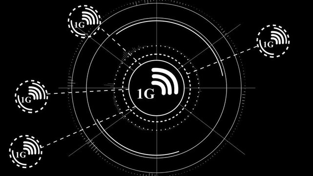 high speed 1 G symbols appears. 4K animation concept. 4K animation video.