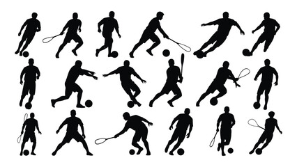 Black silhouettes of soccer players in various poses © SILHUETTECHEMBER