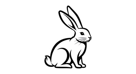 Fototapeta premium Black and white rabbit illustration against white background