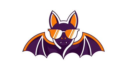 Fototapeta premium Cartoon bat character with sunglasses on white background design element