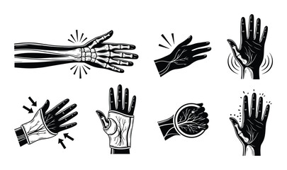 Fototapeta premium Hand and wrist anatomy bones and veins medical illustration pain relief