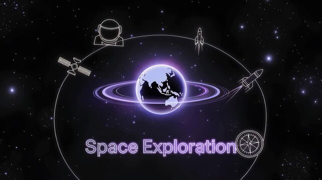 Space Exploration: An artistic representation of our planet and journey beyond.