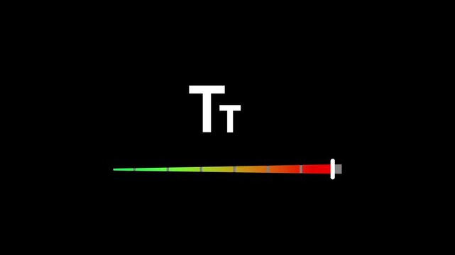 Typography Size Control Interface Showing Text Scale Indicator With Slider Adjustment Bar Used For Font Size Accessibility. Digital Text Display Settings On Black Background