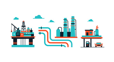 Fototapeta premium Oil and Gas Industry Production and Distribution Process.