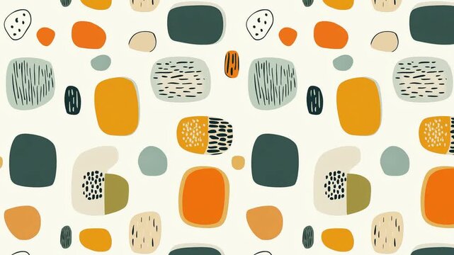 Floating abstract shapes with hand-drawn textures.