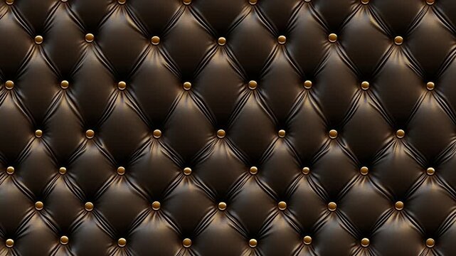 Luxurious leather tufted texture animation with dark brown padding and buttons.