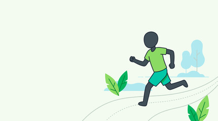 Fototapeta premium Man Jogging Through a Scenic Park on a Sunny Day