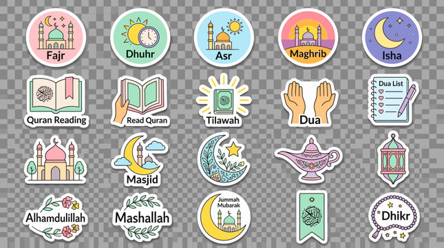 Islamic Planner Stickers Collection for Daily Devotion and Prayer