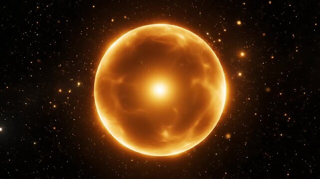 The sun shines brightly in outer space with stars visible.