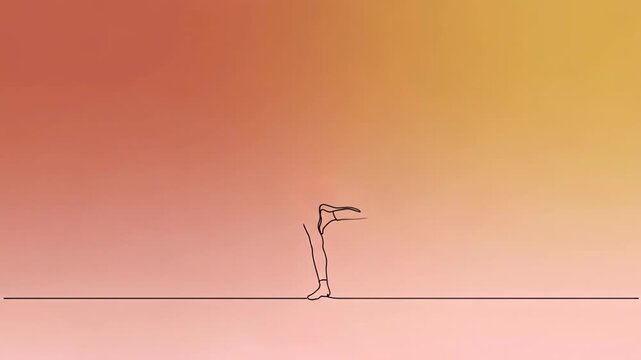 Performing a graceful stretch and balance in soft gradient backdrop