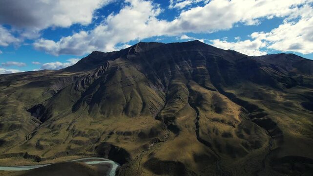 Aerial Timelapse Of Mountain Folds And Clouds In Patagonia