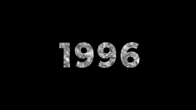 The Year 1996 In Metallic Marble Texture On Black Background Keywords: 1996, year, number, text, typography, metallic, marble, texture, silver, gray, black, background, vintage, retro, retro style