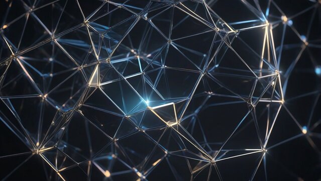 Abstract glowing plexus network. Futuristic digital data connection concept. Cyber security and blockchain technology background. AI intelligence visualization and global data exchange