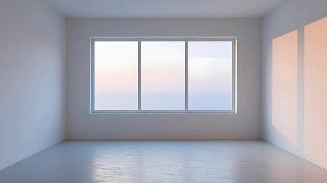 Empty room with large window