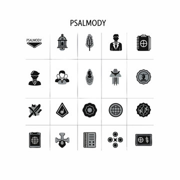 Psalmody Icons and Religious Music Symbols.