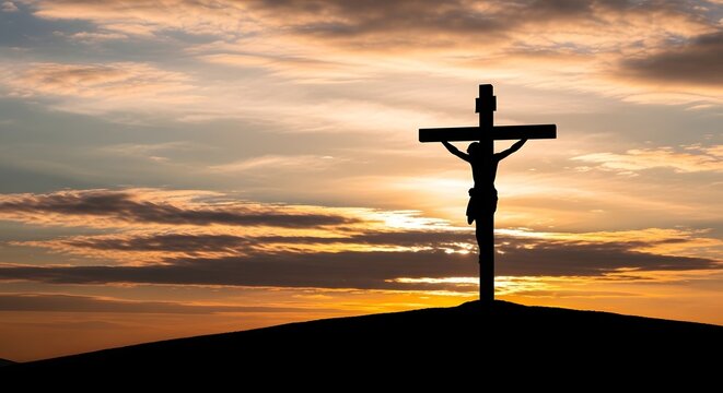 Easter crucifixion scene at sunset jesus on the cross easter concept
