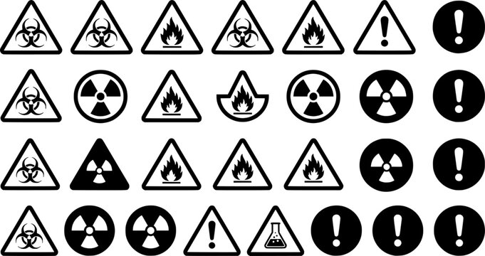 Yellow caution warning biohazard, radioactive,
