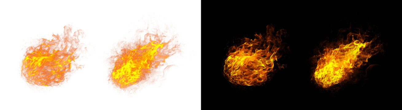 PNG image of Vibrant, intense spherical orange and yellow fireballs depicted on transparent background