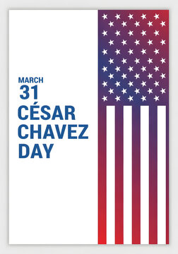 Cesar Chavez Day poster with American flag