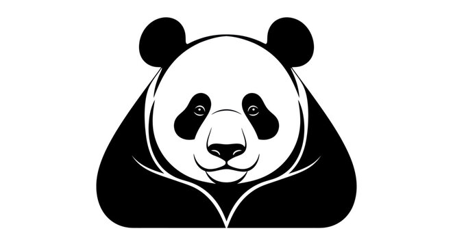Stylized panda illustration in black and white against a white backdrop
