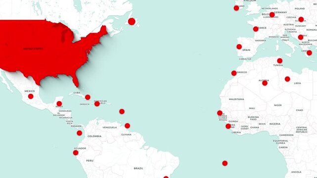 Global Map Animation Showing United States Military Bases Around the World