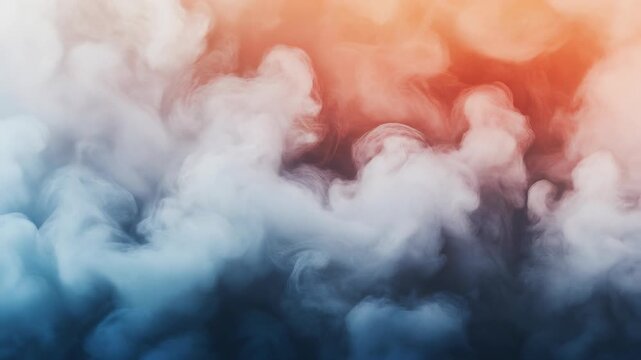 Abstract image of swirling, ethereal clouds with color gradient from blue to orange