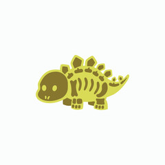 Cute cartoon stegosaurus skeleton fossil illustration in flat vector style for kids and educational design © rochmuch