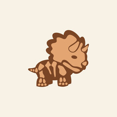 Cute triceratops with warm brown tones and playful stance. Soft cartoon style shows friendly dinosaur. Perfect for children's books or educational materials. Simple design adds charm to any project © rochmuch