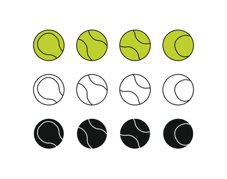 Tennis balls in three rows show color variation. Each ball displays standard seam pattern. Light, mid, and dark tones create visual contrast. No people, so emotions are not applicable