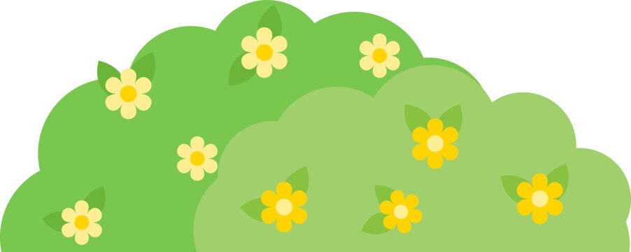 Spring garden bush with blooming colorful flowers vector illustration