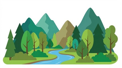 Obraz premium Serene mountain landscape with river.