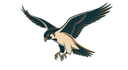 Obraz premium Soaring falcon bird in flight against white background vector illustration